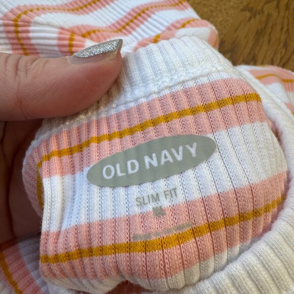 Old Navy Slim Fit Striped Knit Ringer Tee Shirt Size XL - Picture 3 of 8